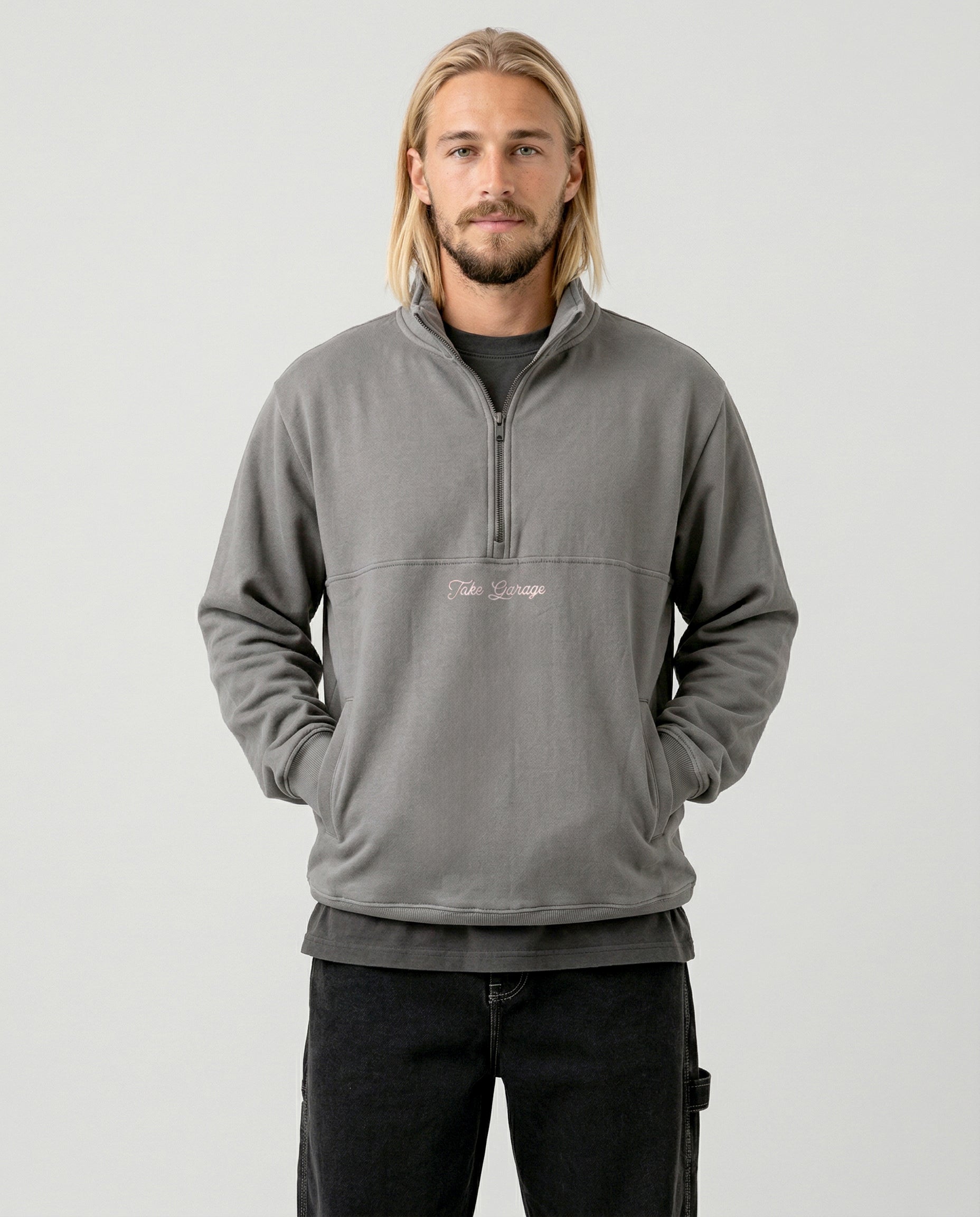 Poleron Half Zipper Gris Hombre Ozzy – Toke