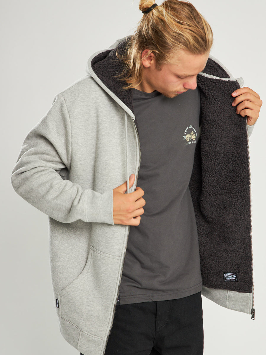 Poleron Gris Con Cierre Hombre Sherpa