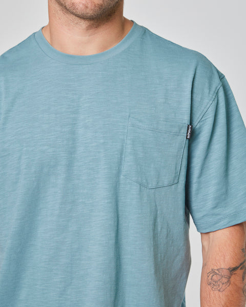 Polera Celeste Hombre Manga Corta Bolsillo