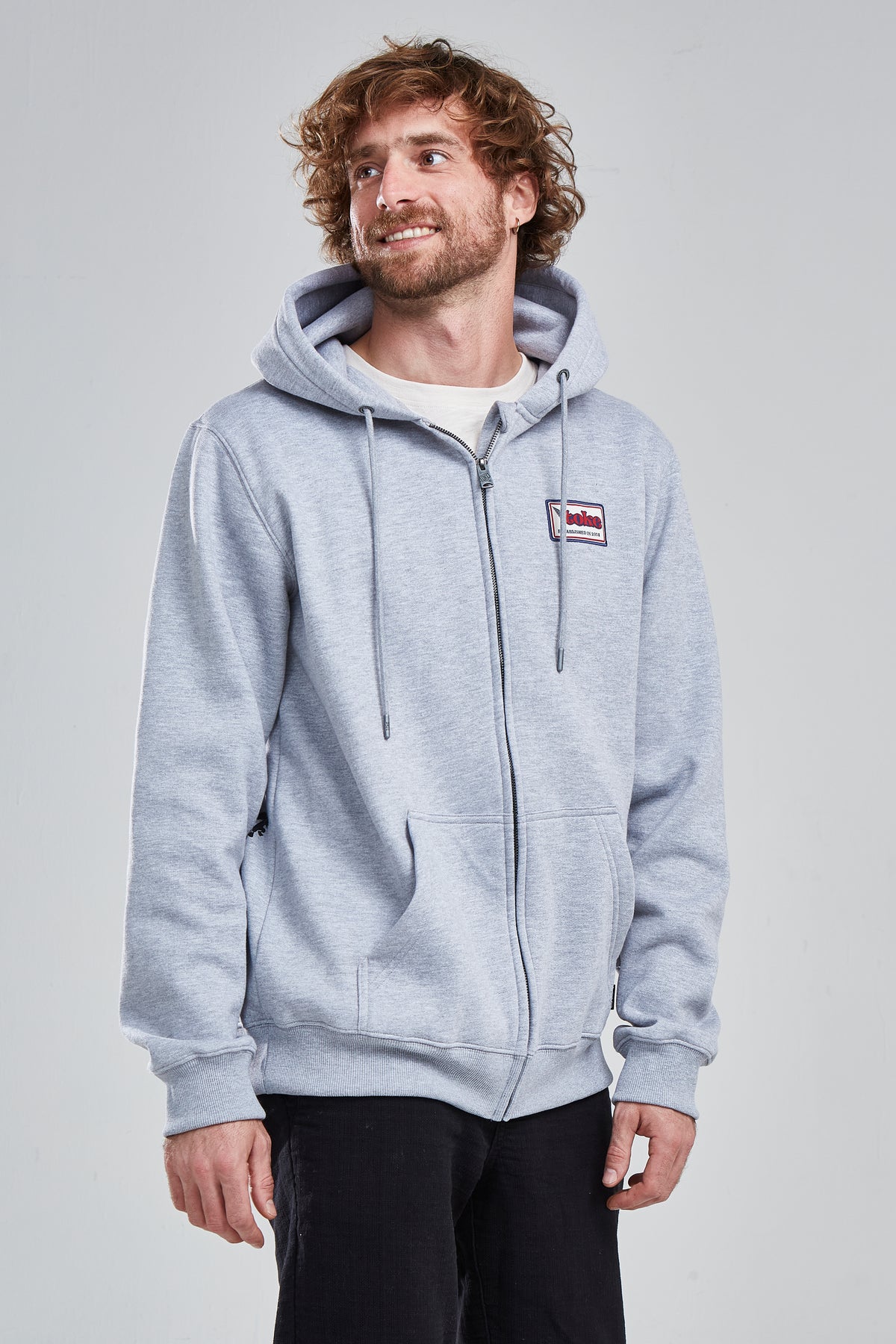 Poleron Gris Claro Hombre Full Zipper
