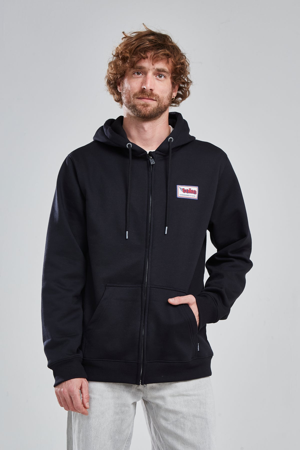 Poleron Negro Hombre Full Zipper