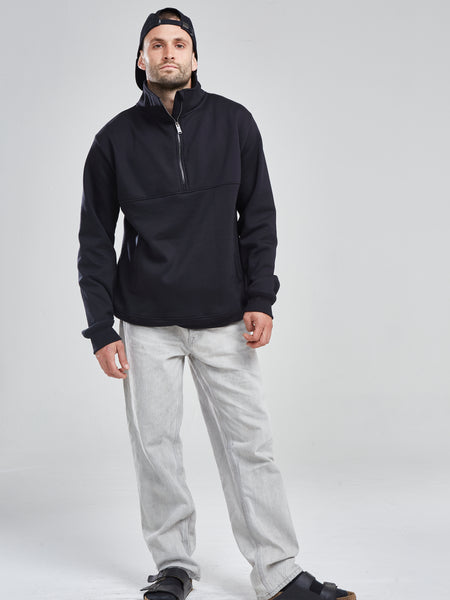 Poleron Half Zipper Negro