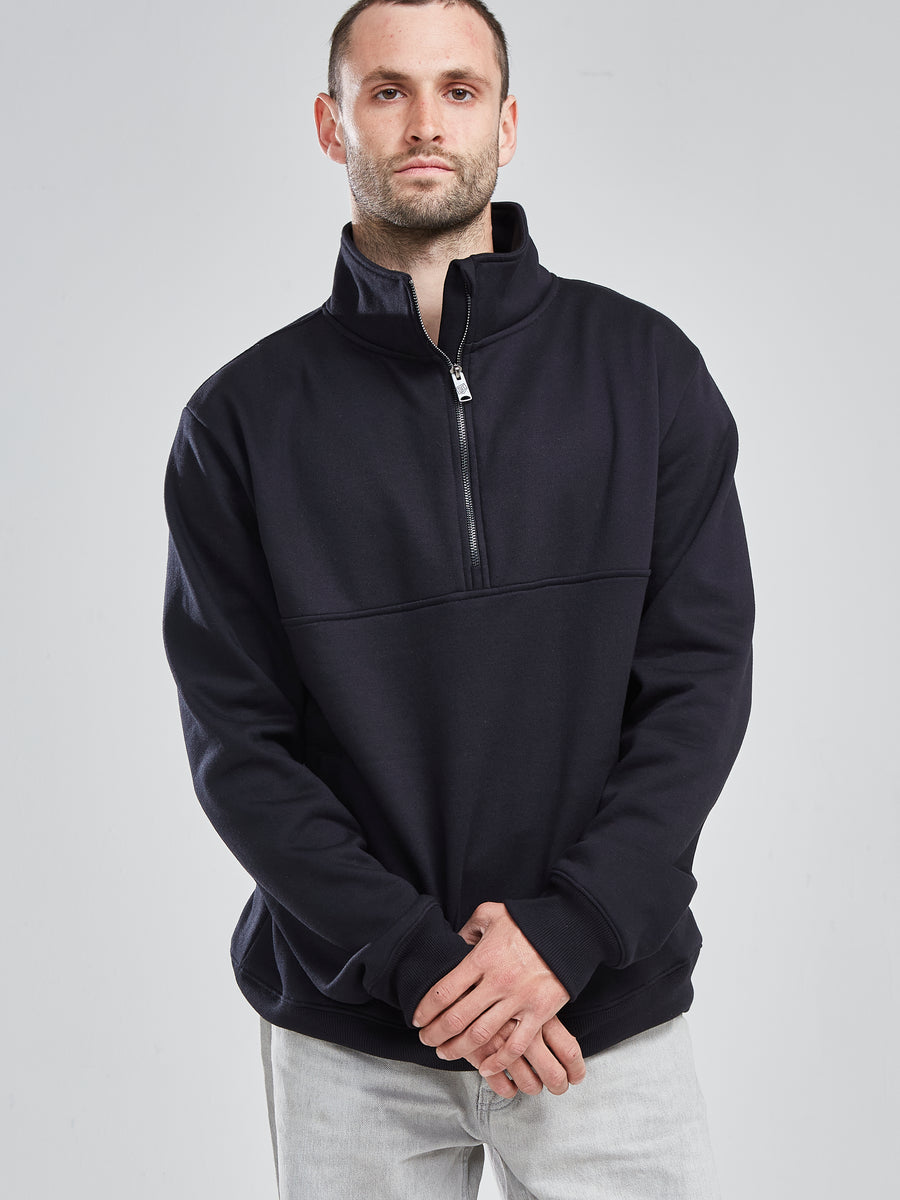 Poleron Half Zipper Negro