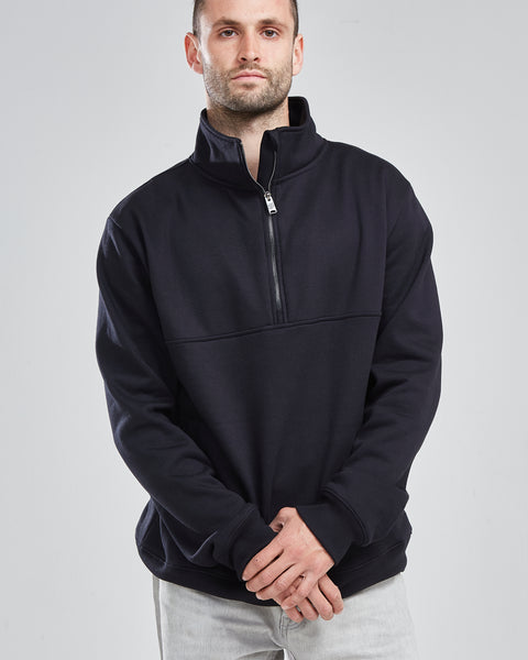 Poleron Half Zipper Negro