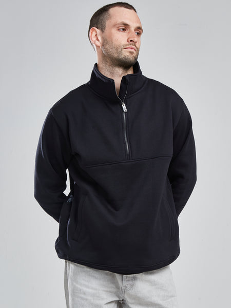 Poleron Half Zipper Negro
