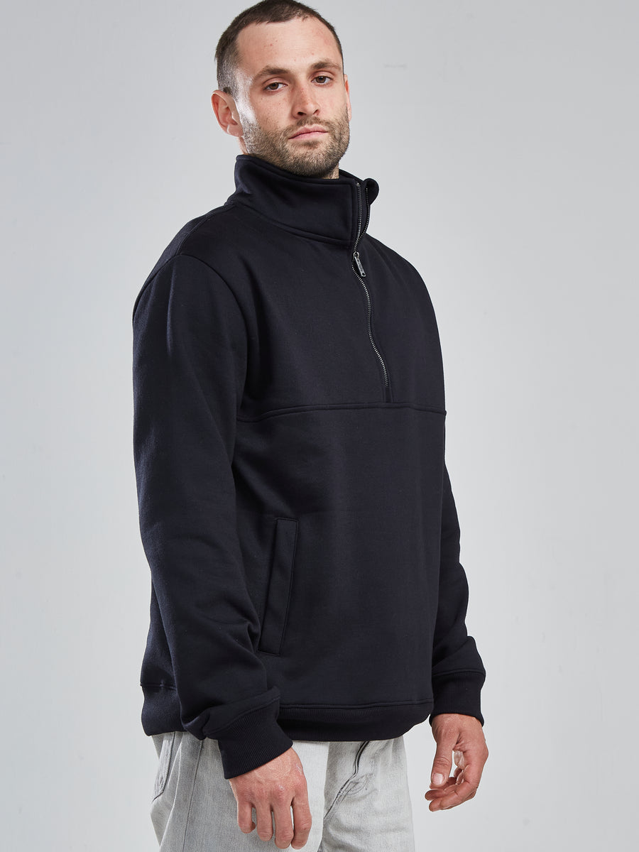Poleron Half Zipper Negro