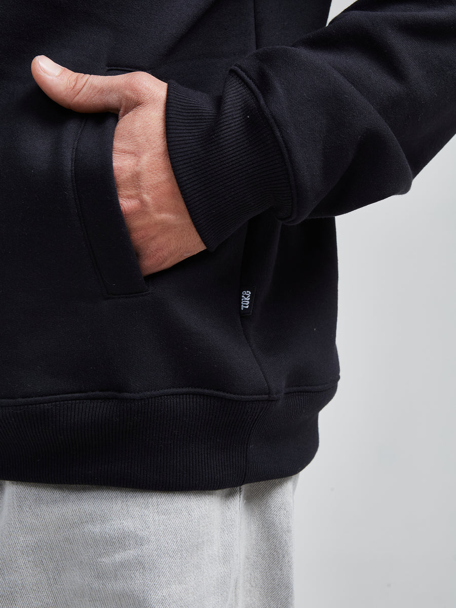 Poleron Half Zipper Negro