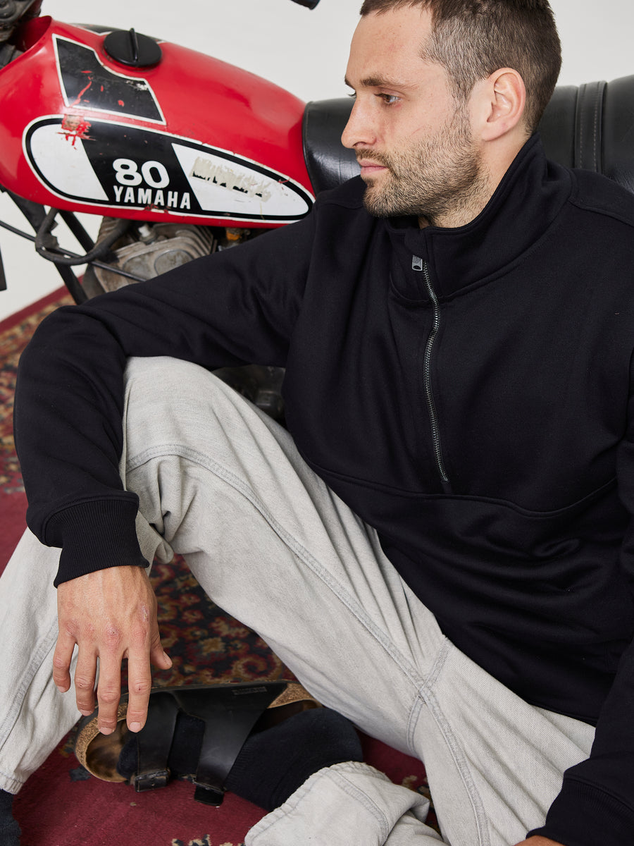 Poleron Half Zipper Negro