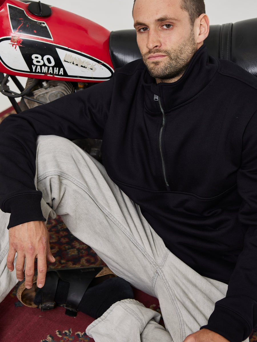 Poleron Half Zipper Negro