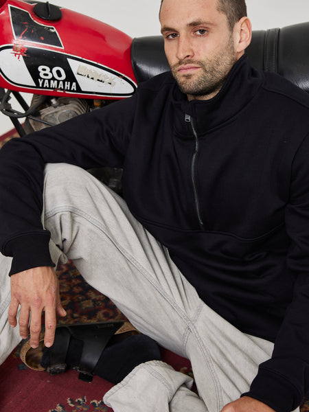 Poleron Half Zipper Negro