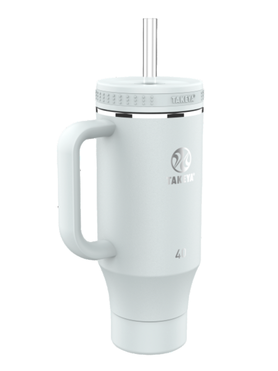 BOTELLA TAKEYA 950 ML STRAW TUMBLER CON MANGO BLANCA