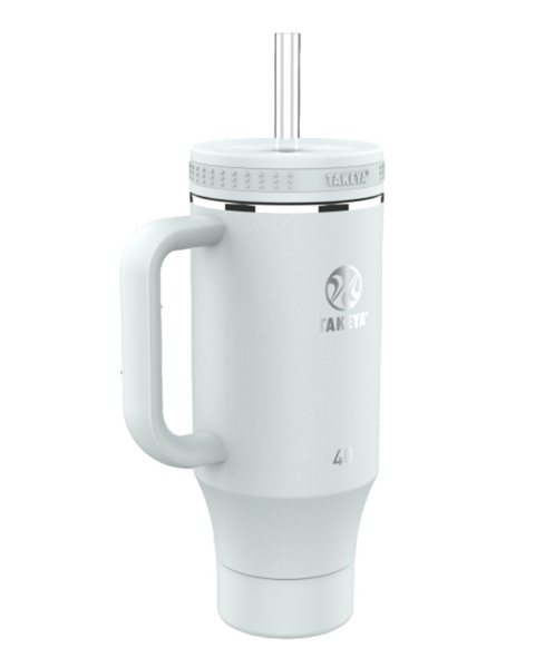 BOTELLA TAKEYA 950 ML STRAW TUMBLER CON MANGO BLANCA