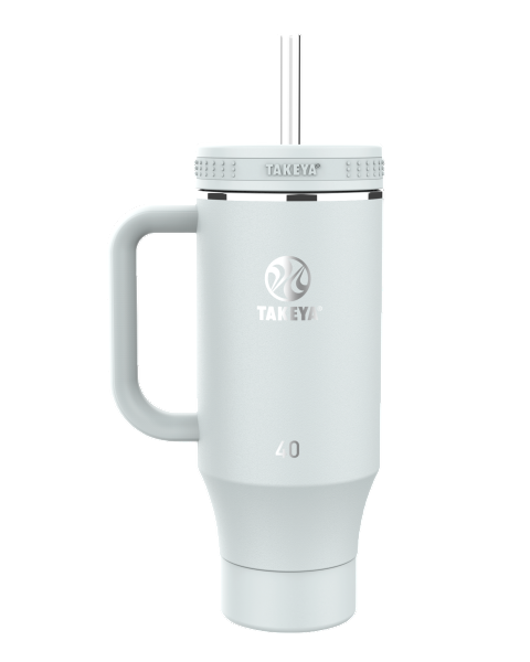 BOTELLA TAKEYA 950 ML STRAW TUMBLER CON MANGO BLANCA