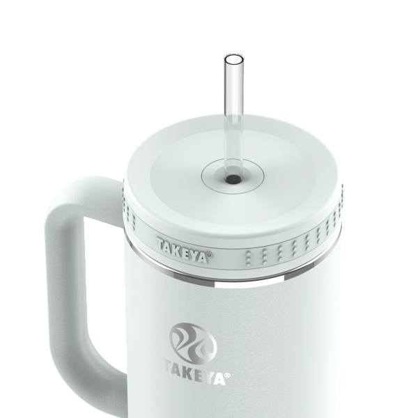 BOTELLA TAKEYA 950 ML STRAW TUMBLER CON MANGO BLANCA