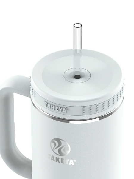BOTELLA TAKEYA 950 ML STRAW TUMBLER CON MANGO BLANCA