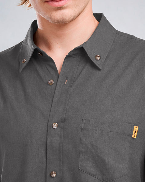 Camisa Manga Larga Hombre Lino Gris