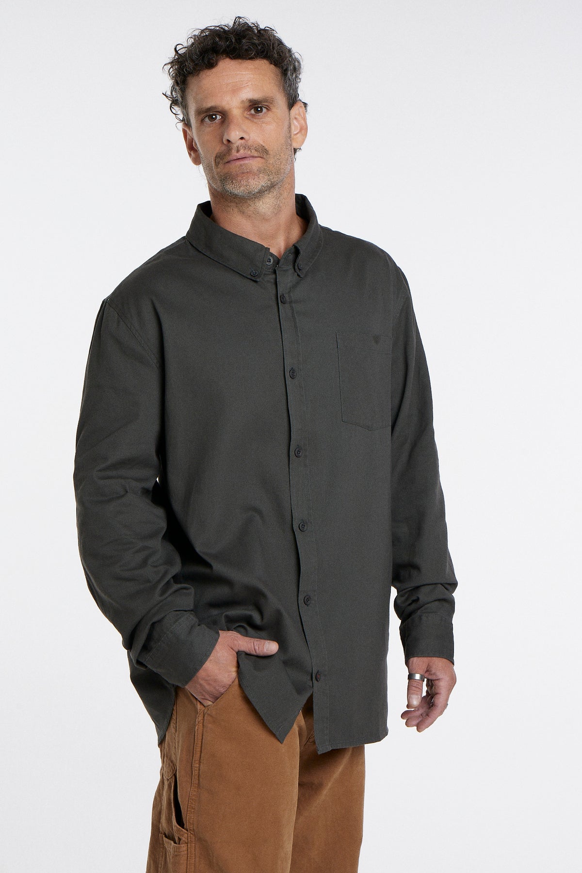 Camisa Manga Larga Hombre Gris Toke
