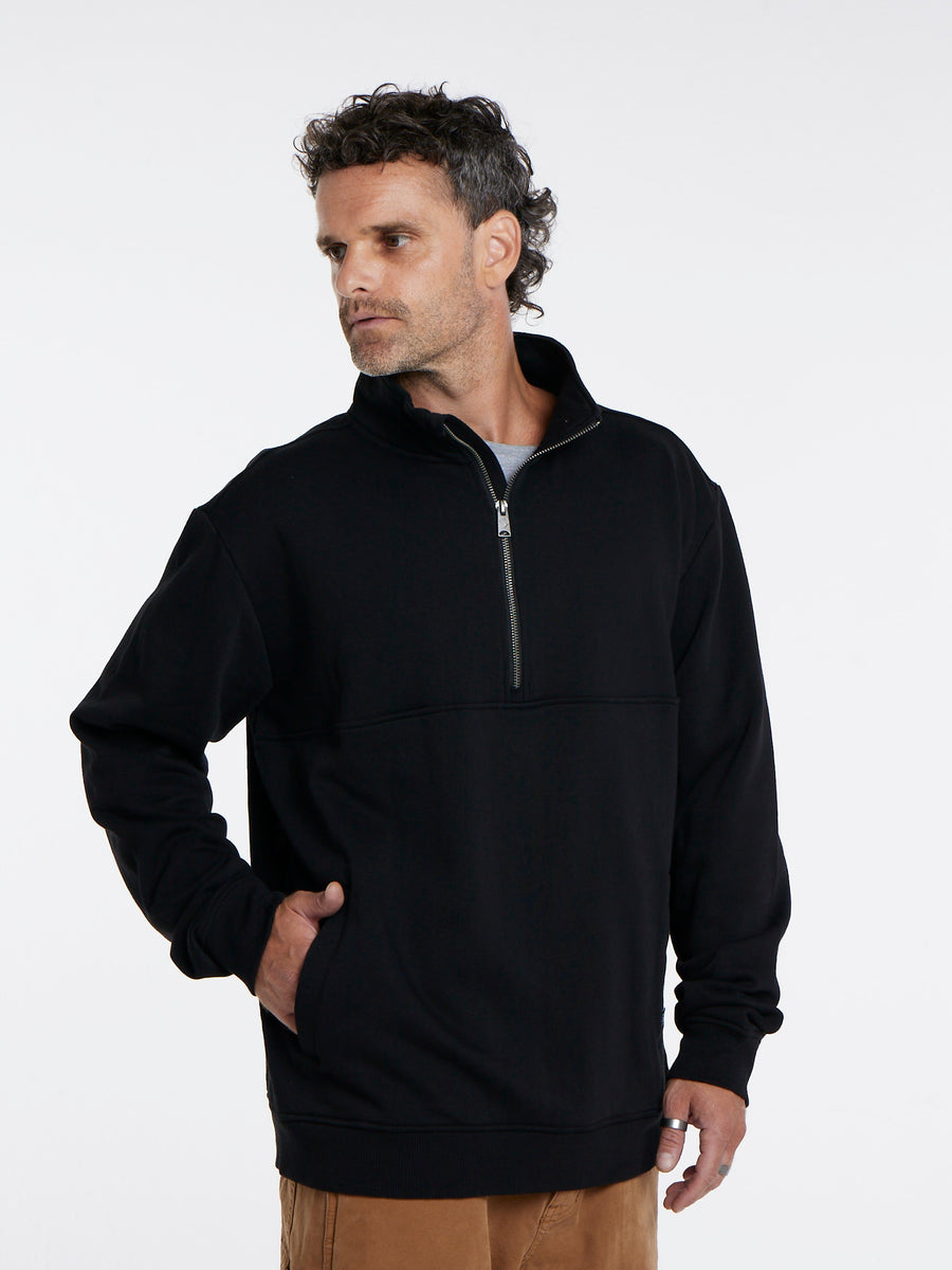 Polerón Negro Hombre Half Zip