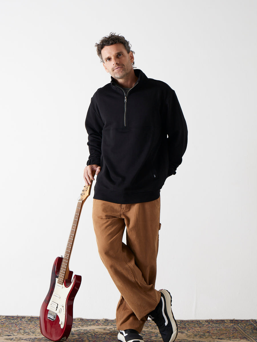 Polerón Negro Hombre Half Zip
