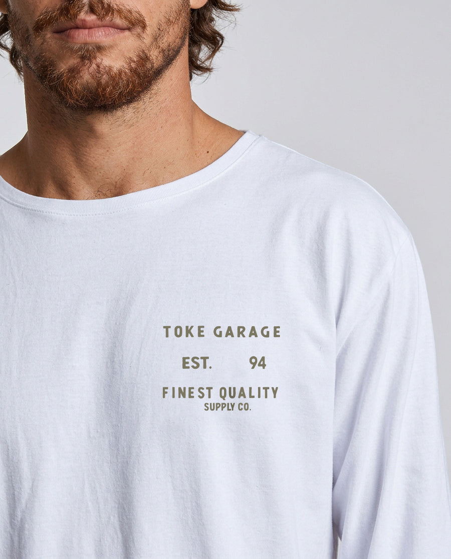 Polera Manga Larga Hombre Blanca Motor