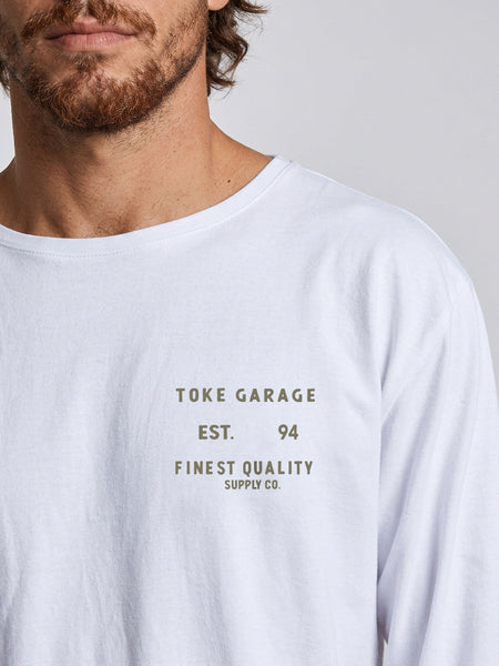 Polera Manga Larga Hombre Blanca Motor