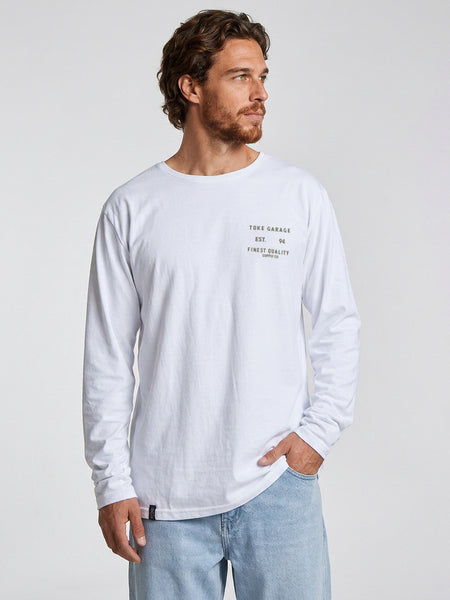Polera Manga Larga Hombre Blanca Motor