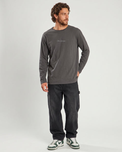 Polera Manga Larga Hombre Gris Oscuro Garage