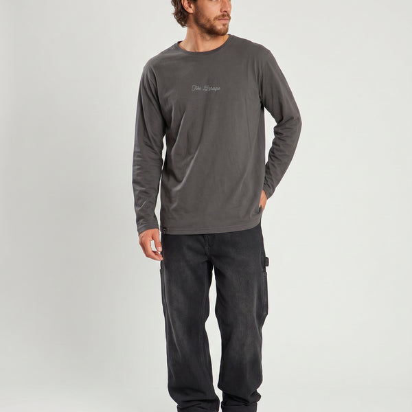 Polera Manga Larga Hombre Gris Oscuro Garage