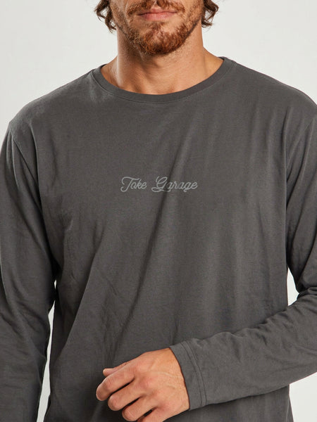 Polera Manga Larga Hombre Gris Oscuro Garage