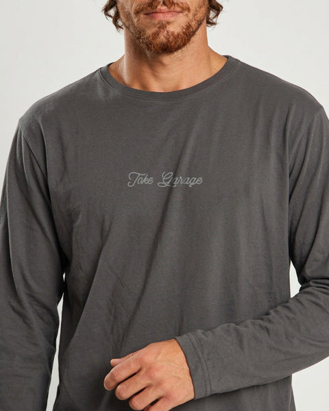 Polera Manga Larga Hombre Gris Oscuro Garage