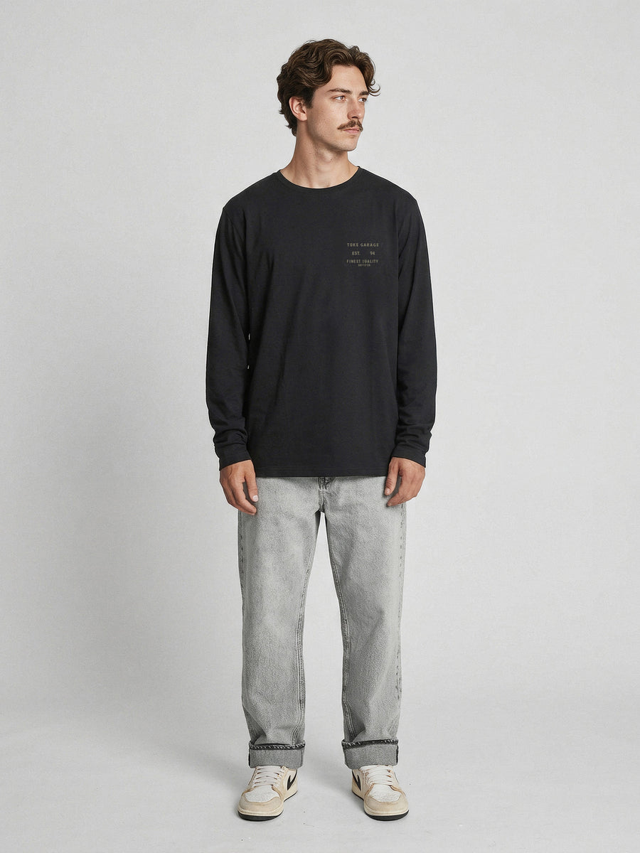 Polera Manga Larga Hombre Negra Motor