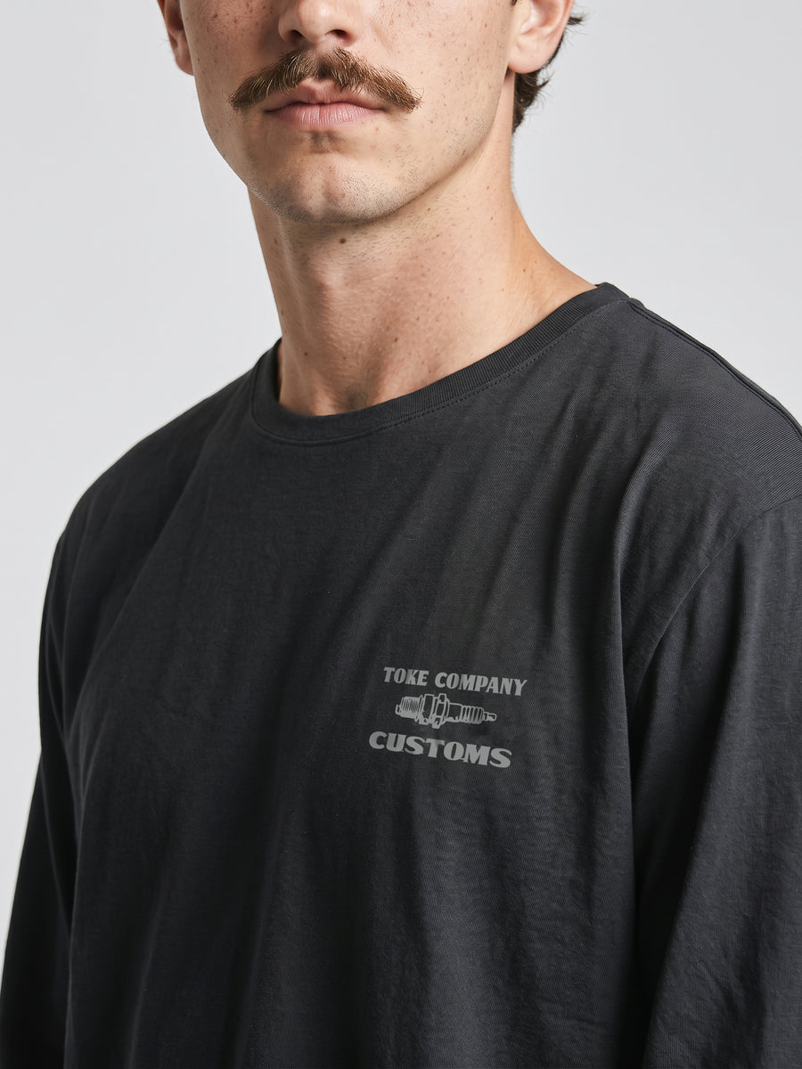 Polera Manga Larga Hombre Negra Spark