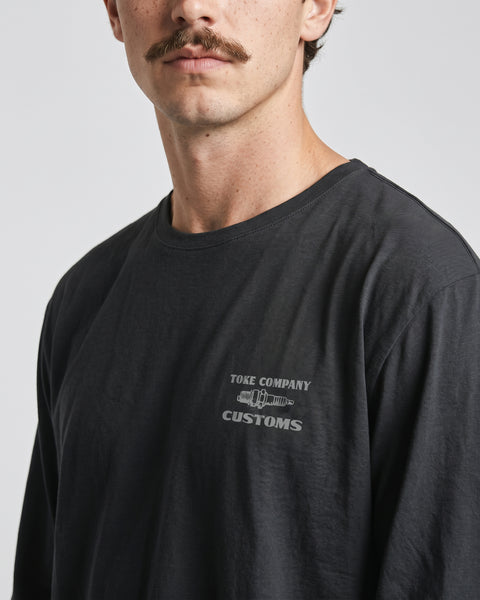 Polera Manga Larga Hombre Negra Spark