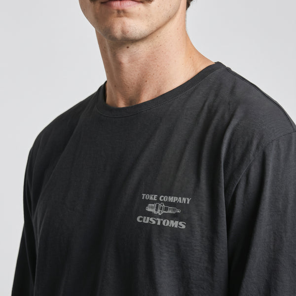 Polera Manga Larga Hombre Negra Spark
