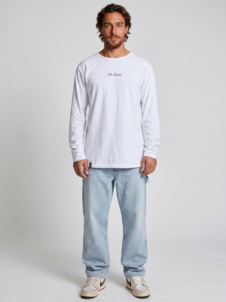 Polera Manga Larga Hombre Blanca Garage