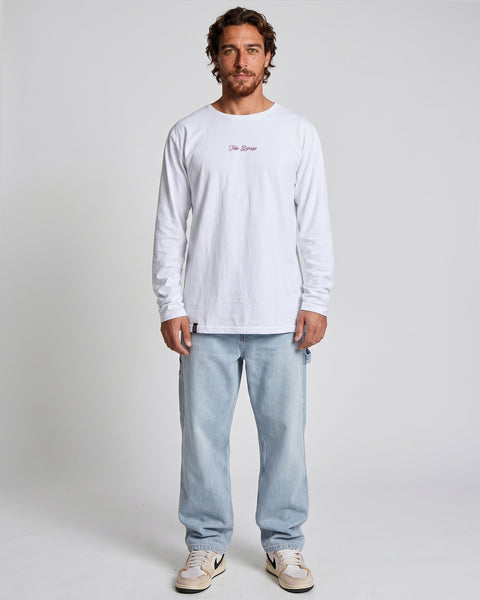 Polera Manga Larga Hombre Blanca Garage