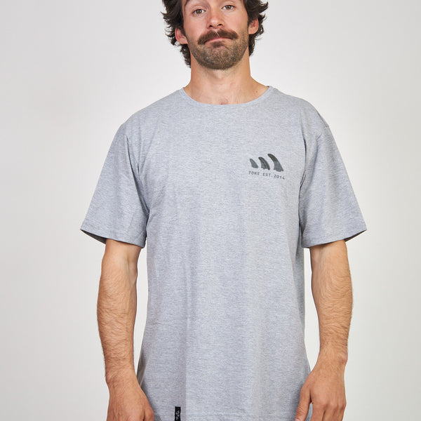 Polera Gris Claro Manga Corta Quilla