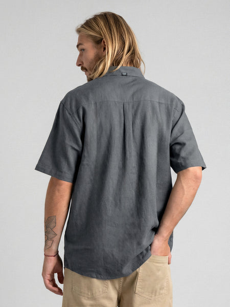 Camisa Lino Gris Hombre Solid - Toke - vista 5