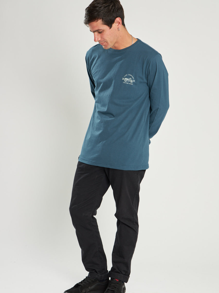 Polera Azul Manga Larga Moto
