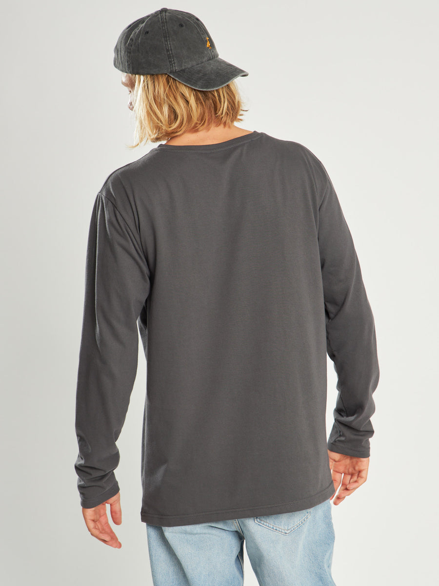 Polera Manga Larga Gris Oscuro Bolsillo