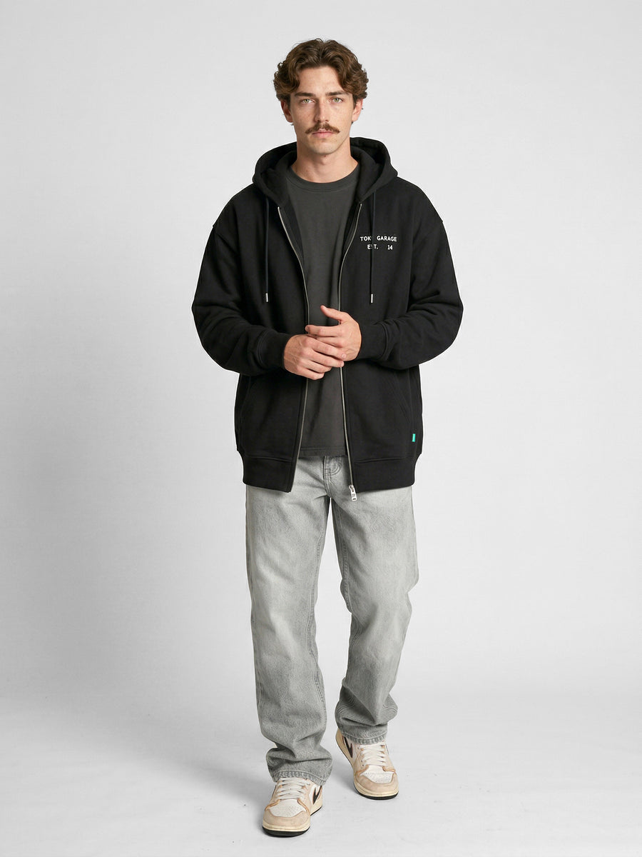 Poleron Full Zipper Negro Hombre Fuel