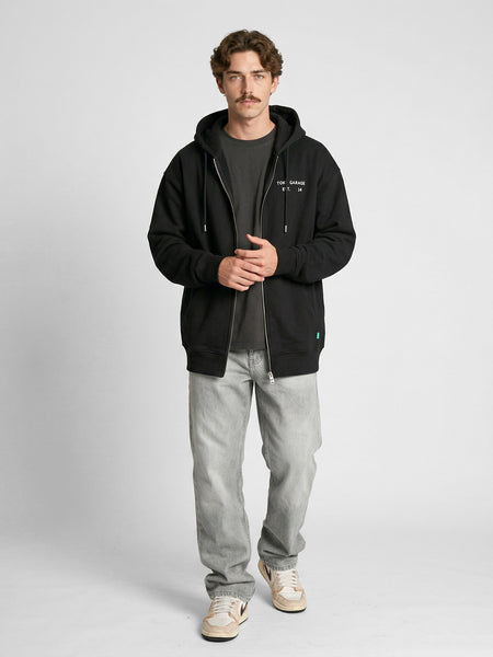 Poleron Full Zipper Negro Hombre Fuel