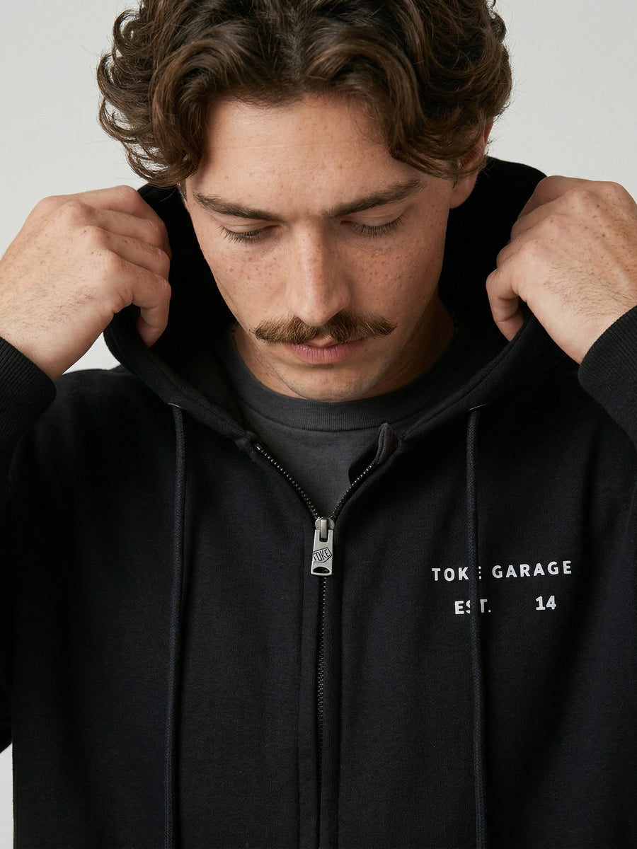 Poleron Full Zipper Negro Hombre Fuel