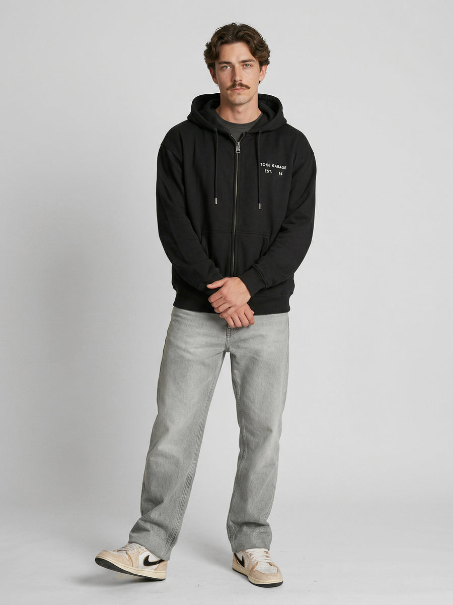 Poleron Full Zipper Negro Hombre Fuel