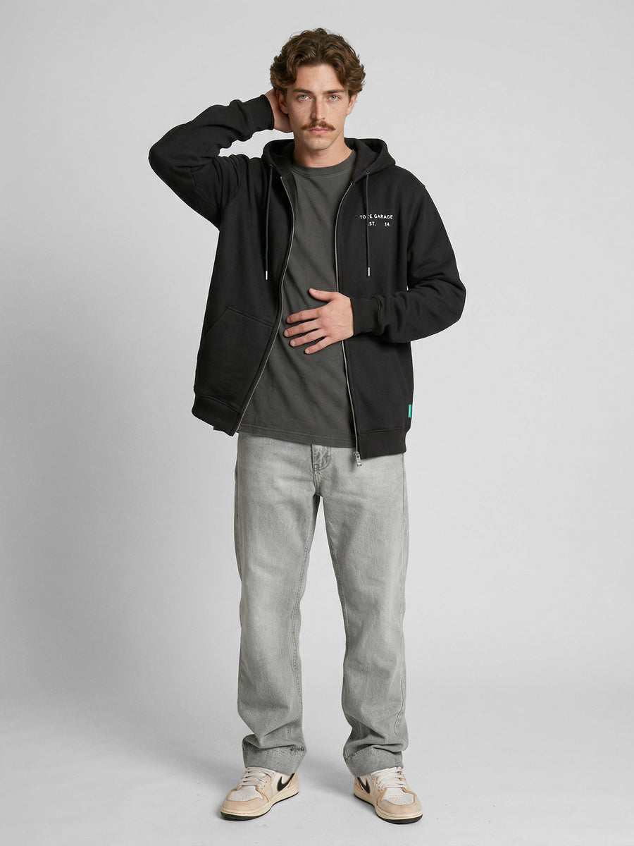 Poleron Full Zipper Negro Hombre Fuel