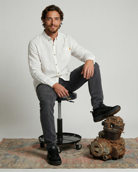 Camisa Manga Larga Lino Blanca