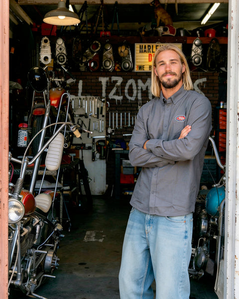 Camisa Manga Larga Hombre Retro Gris