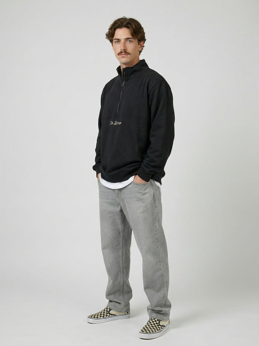 Poleron Half Zipper Negro Hombre Ozzy