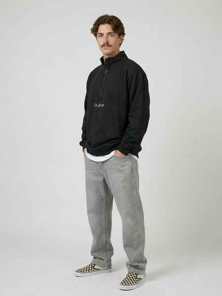 Poleron Half Zipper Negro Hombre Ozzy