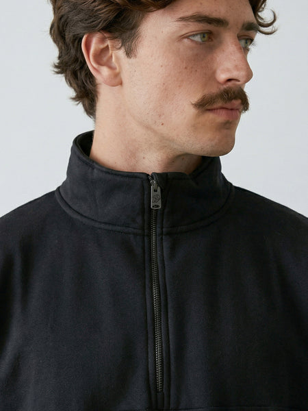 Poleron Half Zipper Negro Hombre Ozzy
